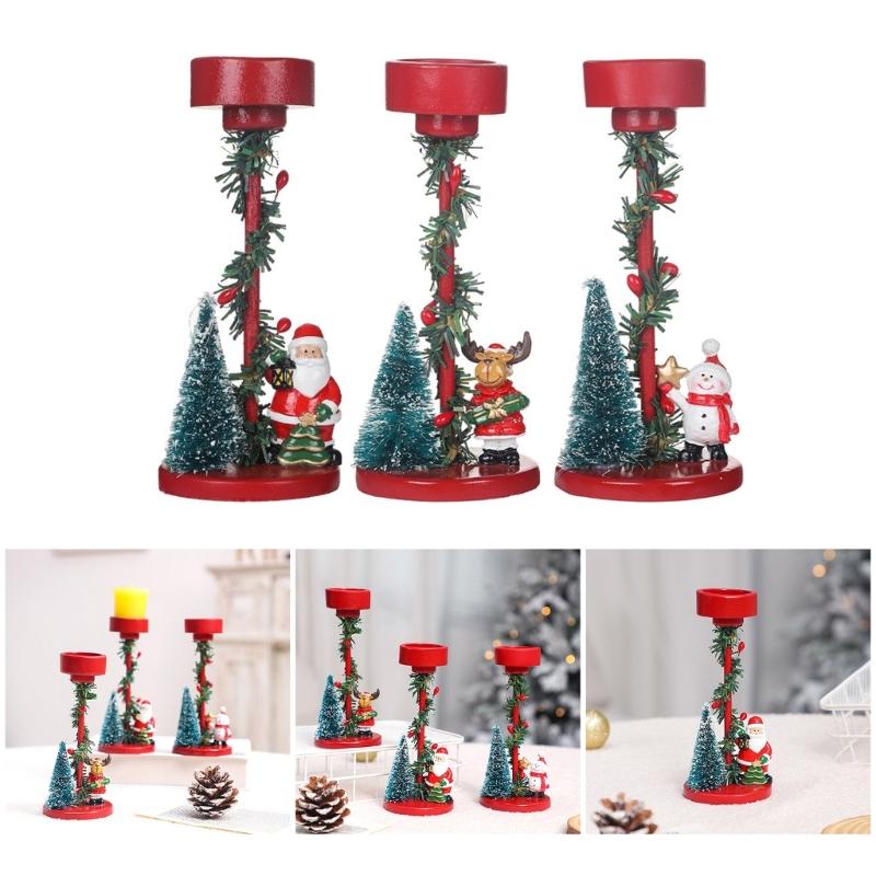 Elegant Christmas Themed Candle Holder Resins Constructions Candle Stand for Home and Office Decoration