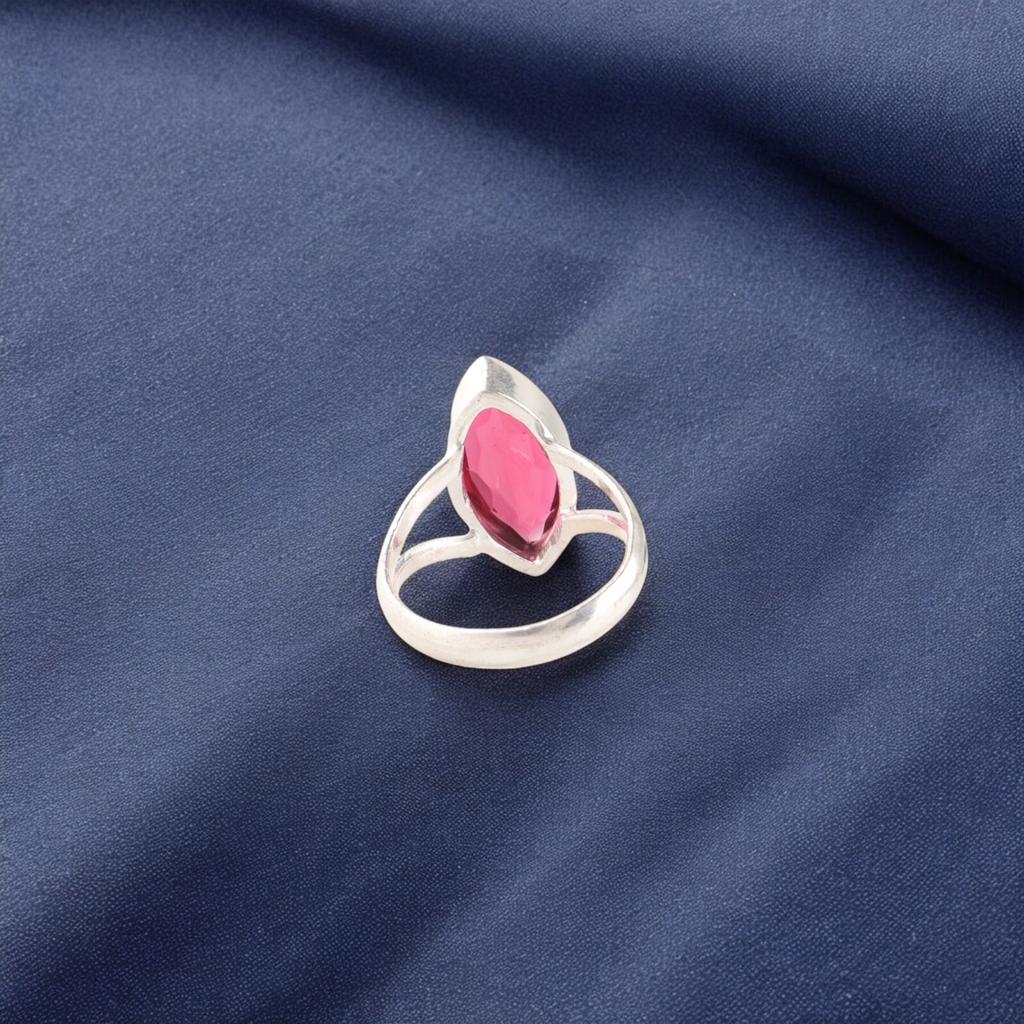 Pinker Rubellit Edelstein 925 Sterlingsilber Schmuck Handgefertigter Ring Geschenk für Mama RR-23-8