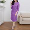 ZANZEA Women Casual Round Neck Loose Summer 3/4 Sleeve Cotton Dress