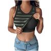 Women's Fashion With Bra Round Neck Striped Vest Sexy Bottom Top