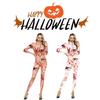 Trendy 2024 European And American Style Women's Halloween Jumpsuit With Bloodstain Digital Print Design