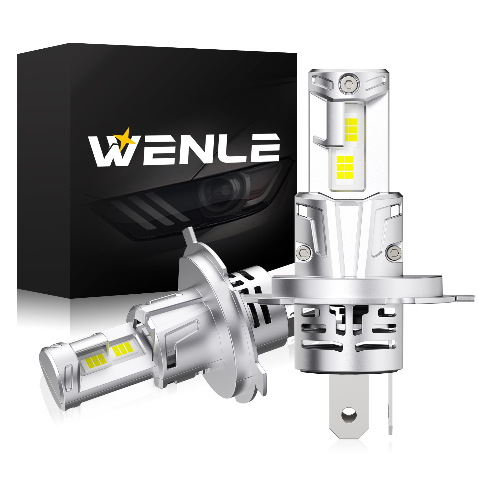 

Самый маленький в серии WENLE светодиодных лампочек для фар, совместимых с новым техосмотром, в 8 раз ярче, 20000 лм, 60 Вт, белый, 6000 К, совместимый белый