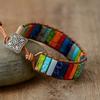 Bohemian Stone Bracelet Handmade Natural Stone Tube Beads Bangle Adjustable Unisex Boho Bracelet Gift for Him Her