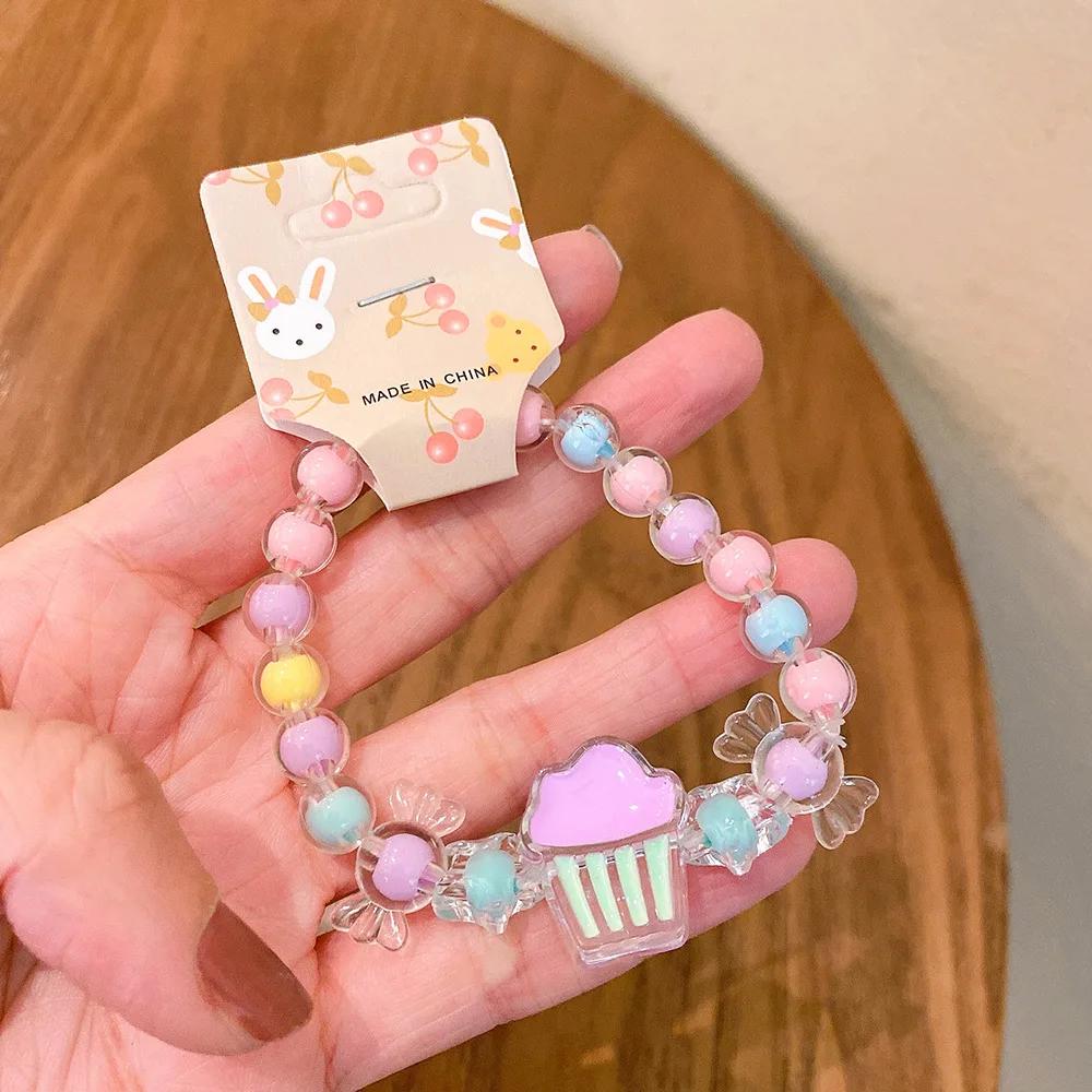 b16 New Design Sense Cool Sweet Cartoon Charm Jelly Colored Attract Cute Acrylic Exquisite Bracelet Wholesale Daily Versatile