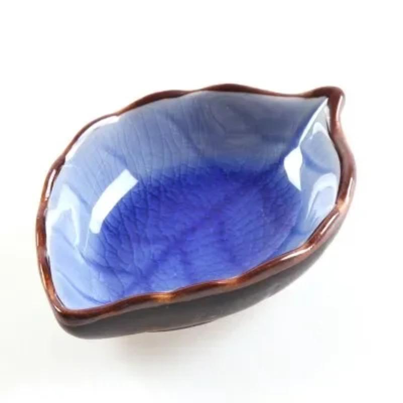 Kitchen Bowl Kitchen Tool Dish Creative Ice Crack Glaze Leaf Ceramic Seasoning Soy Sauce Vinegar Small Plates 10*7.5*3cm