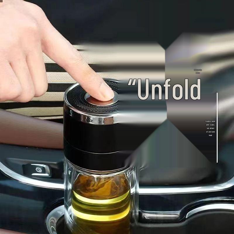 Durable Double-Capacity Glass Cup with One-Key Open & Tea-Water Separation for Easy Brewing