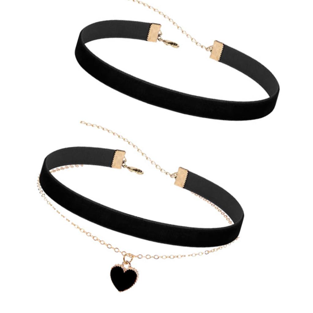 Double Layer Black Fabric Necklace Set Adjustable Lightweight Jewelry For Sensitive Skin And Stylish Outfits