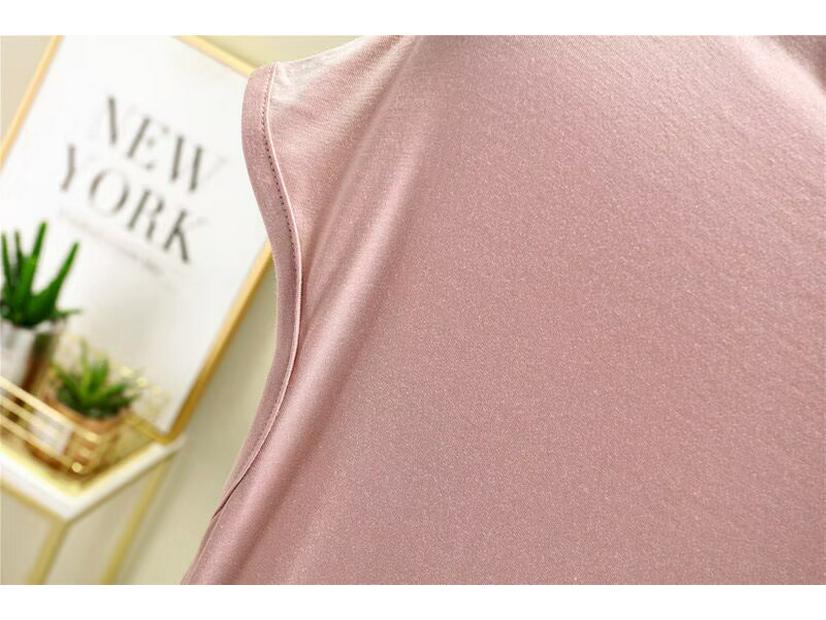 Großformat Modal Damen Hochgeschlossenes Ärmelloses Locker Geschnittenes Schlankmachendes Shirt - Frühling/Sommer