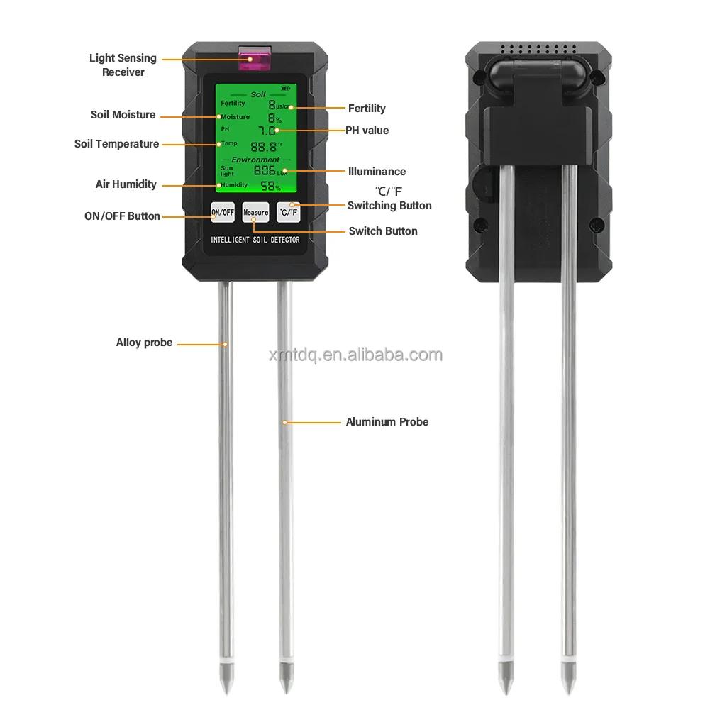 Multifunctional Backlight Soil PH/Temperature/Moisture/Humidity/Fertility/Sunlight Tester