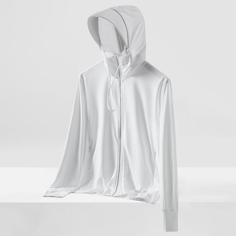 

Куртка от солнца для пар из ледяного шелка UPF50+ со съемным козырьком - Легкая, дышащая рыболовная экипировка для лета Men s M [95-115 jin]