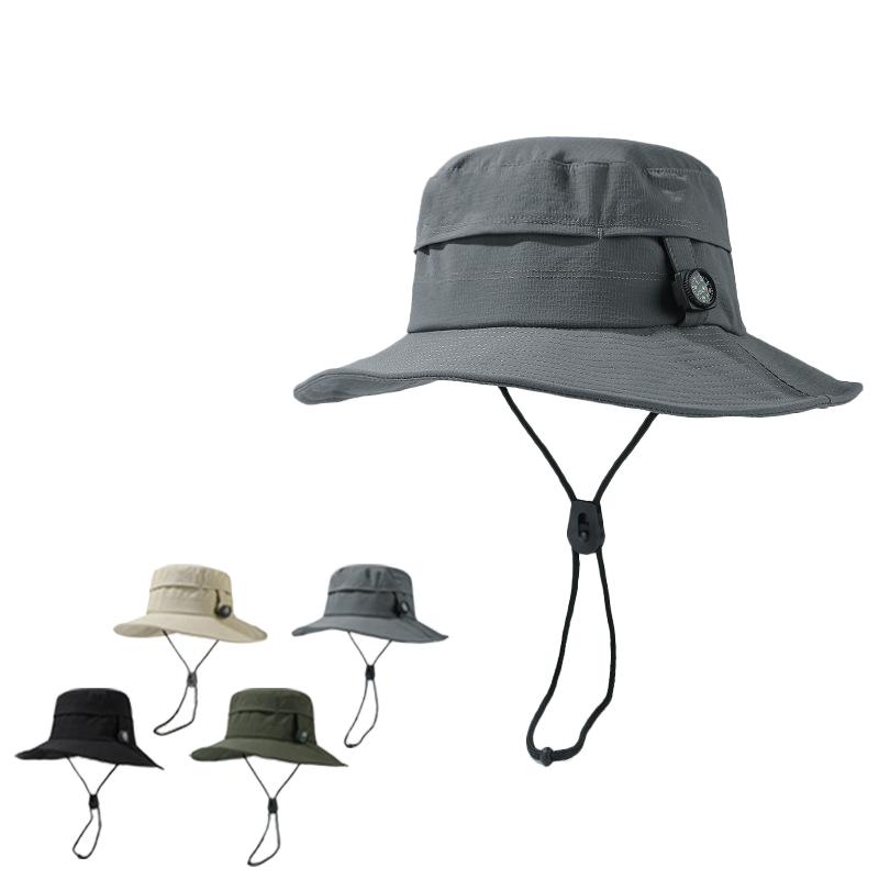 Summer Outdoor Mountaineering with Compass Fisherman Hat Waterproof Quick-Drying Foldable Men's Sunshade Sunscreen Hat