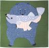 Musubi Aqua Drop Recycled Furoshiki Bear and Salmon Cloth, Design, Green, 100cm, Polyester, Water-Repellent