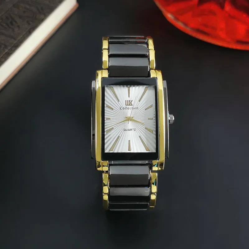 New Quartz Watches Man Fashion Luxury Business Rectangle Wristwatches Black Gold Couple Watch Gifts Reloj Hombre Montre Homme