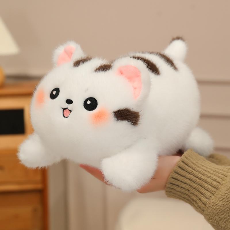 

Cute Large Size Face Cat Lying Doll Stuffed White Coffee Fatty Cartoon Animal with Tail Kawaii Plushie Birthday Celebration Gif 25cm