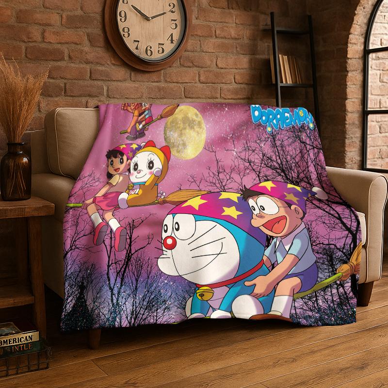 Cartoon D-Doraemon Dream Anime Flannel Blanket Soft Warm Throw Blanket for Bedroom Living Room Bed Travel Camping Picnic Kid