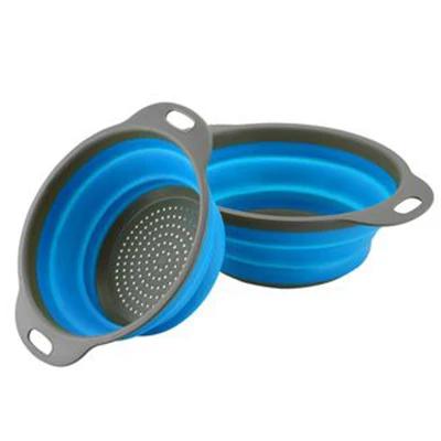 

2-Piece Square Collapsible Colanders Set Kitchen Fruit & Vegetable Tools Silicone Strainers Basket Filter