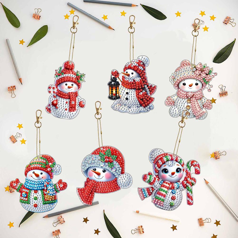 12Pcs Christmas Diamond Painting Keychain DIY Diamond Painting Art Keychain Pendant for Beginners Adults Art Craft Supplies
