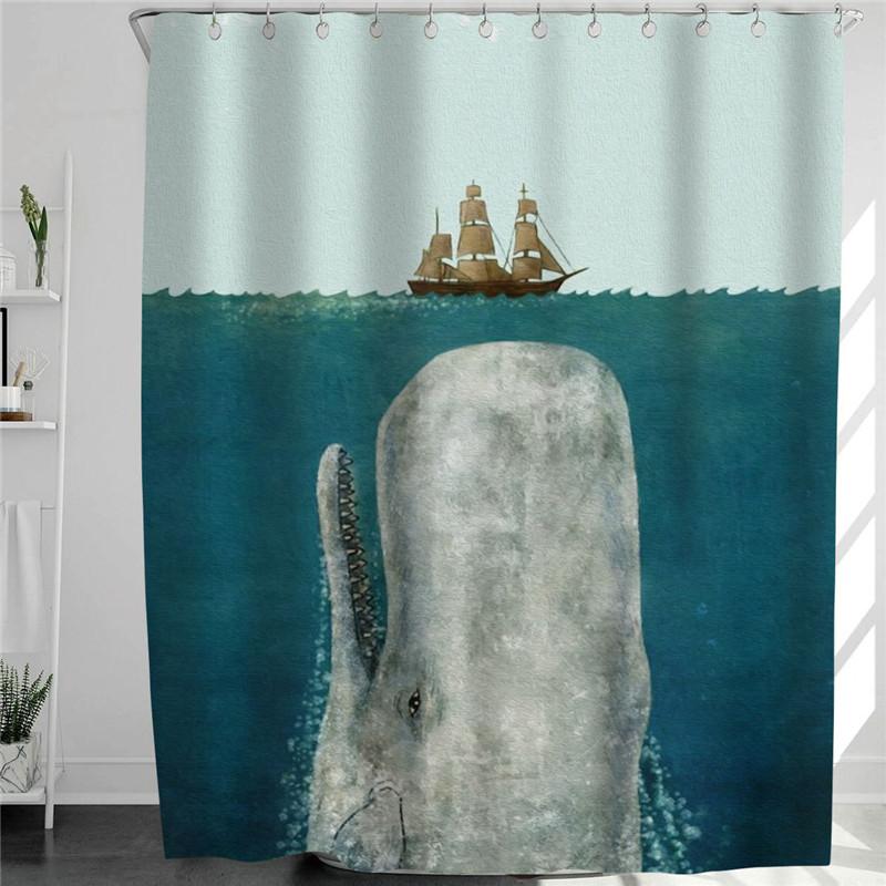 3D Djurtryckta Mörkläggande Duschdraperier För Badrum Strandlandskap Vattentätt Polyester Badkar Dropshipping Grossist