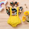 Infant Baby Girls Ruffle Snakeskin Printed Backless Romper Bodysuit+Headbands