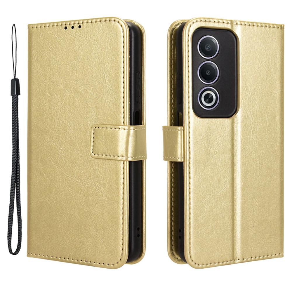 

For Oppo A80 5G/A3 Pro (Global) 5G/K12x 5G (India)/A3x 5G (China) Leather Phone Case Wallet Crazy Horse Texture Gold