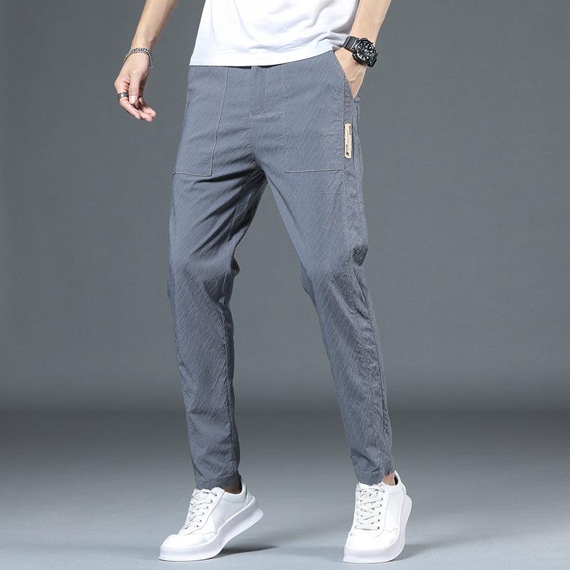 High-quality New Casual Trousers Men's Ultra-thin Slim Straight Korean Version of The Trend of Ice-silk Quick Dry Tide Men's Trousers