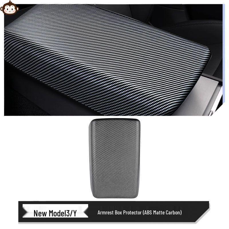 Tesla Model 3/Y Carbon Fiber Armrest Box Cover & Air Vent Protector