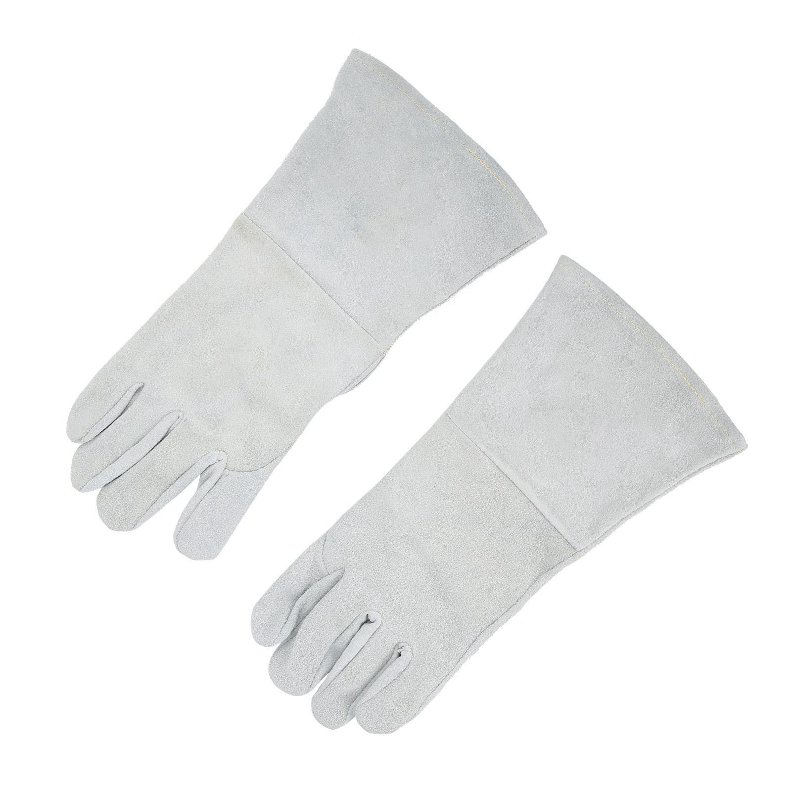 Пара сварочных перчаток, полная ладонь, износостойкие, термостойкие, защита рук, коровья кожа, серые, для резки