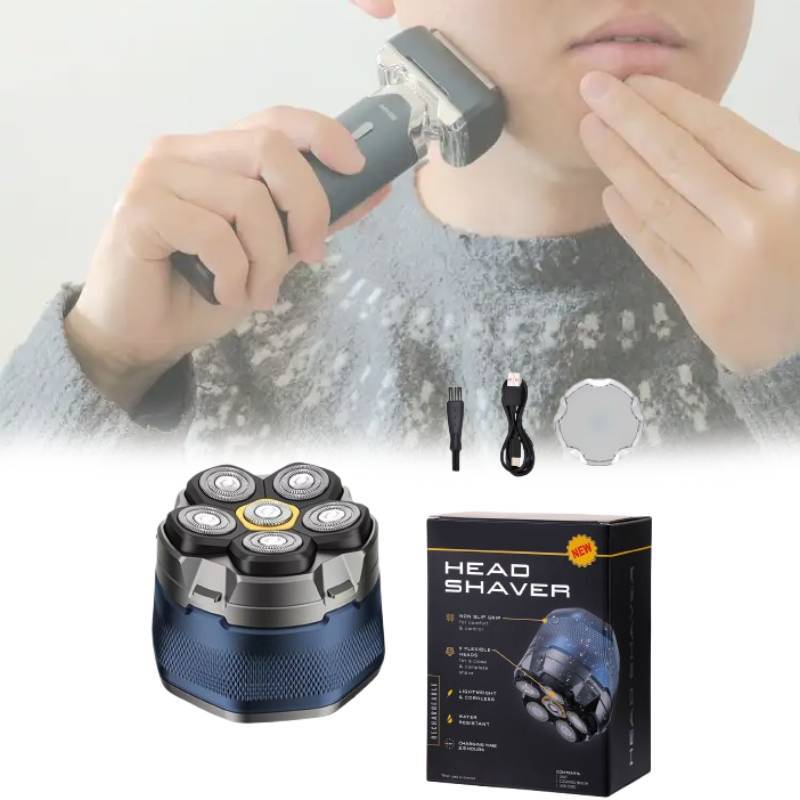 Electric Shaver With Magnetic Rotation Heads Rechargeable For Men Grooming