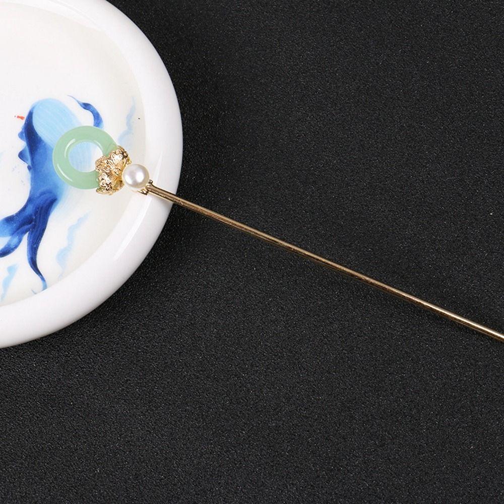 Cheongsam Headdress Jade Hairpin Flower Pearl Ancient Headwear Chinese Style Headwear Hanfu Hair Sticks Ancient Style Hairpin