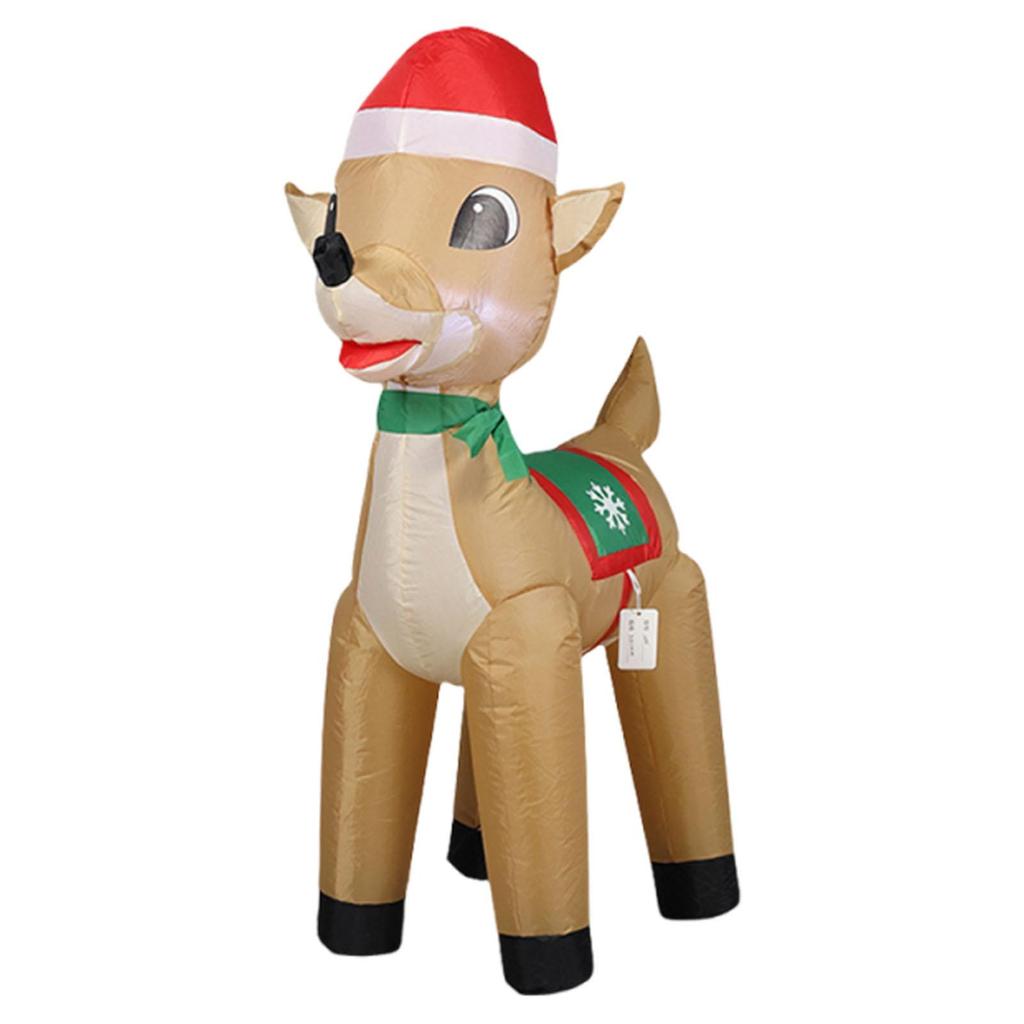Christmas Outdoor Inflatable Reindeer Ornament Garden Prop with LED Light for Party Yard Decoration Holiday Gift