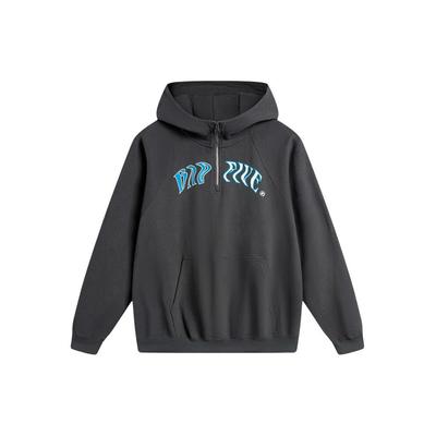 Li Ning Badfive Letter Print Loose Pullover Hoodie Men Hoodies Dark-Gray AWDU087-7