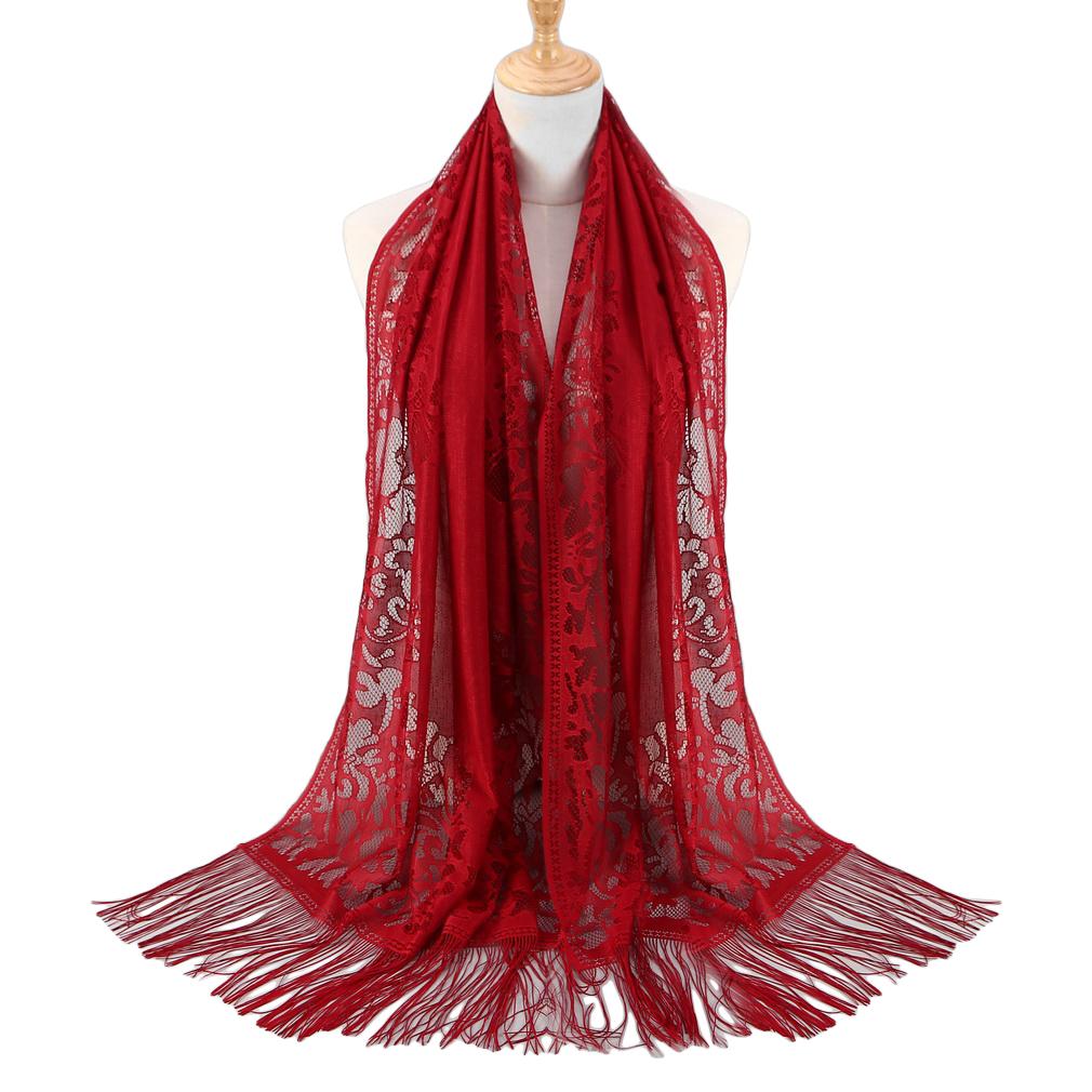 60x170cm Lace Fringe Hijab, Headscarf Shawl for Women