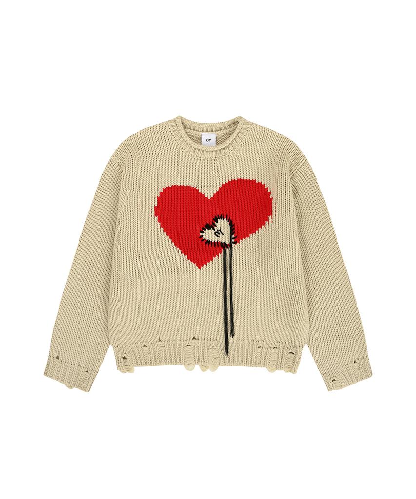Opeunyadeu(Owai) Heart Stitch Destroyed Knit - Ivory