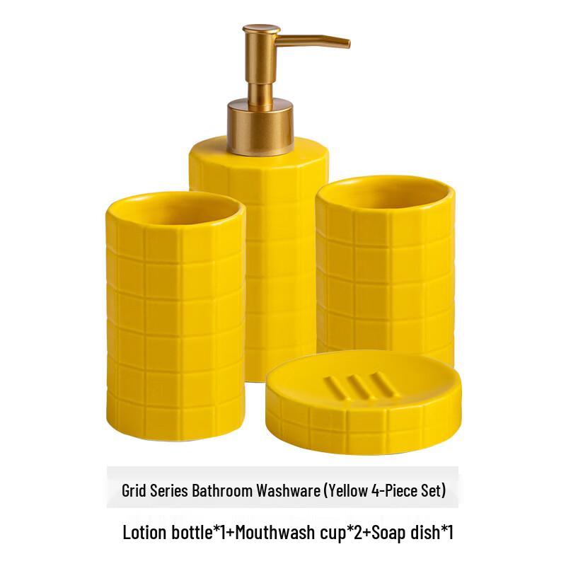 OLOEY Ceramic 4-Piece Bathroom Wash Set