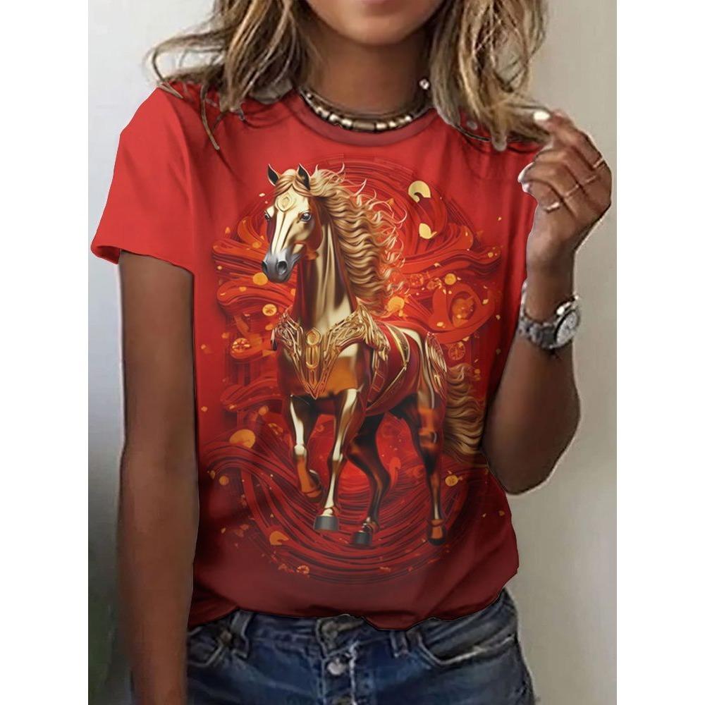 T-shirt women's round neck short sleeved T-shirt