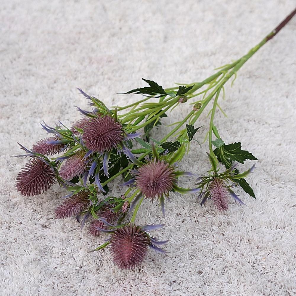 Handmade Artificial Sea Holly Branch Realistic Fake Flowers  Home Living Room Decor