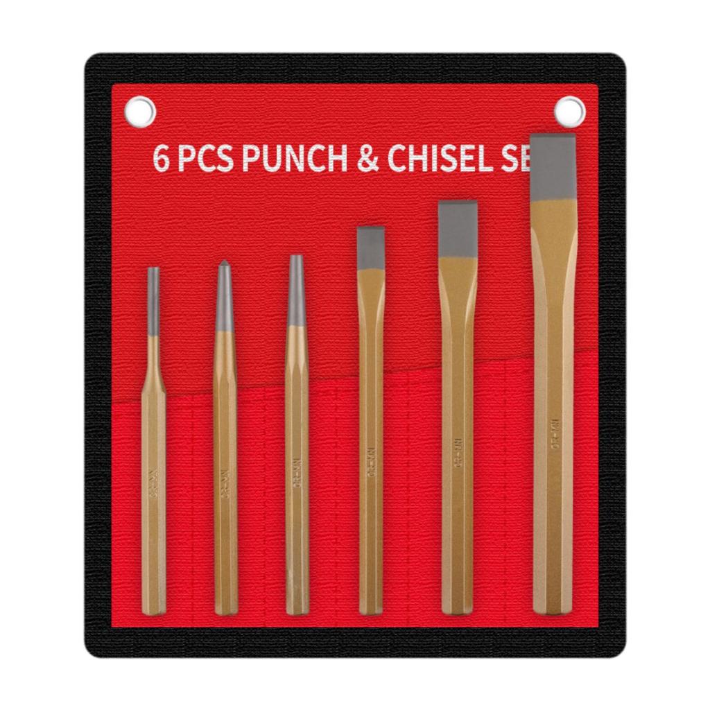 6-teiliges Kaltmeißel-Set Flachmeißel Zentrierspitzenmeißel Klingen Schraubenschlüssel Manuelles Schnitzen Mauerwerk Meißel-Set für Zimmerleute Handwerkzeuge