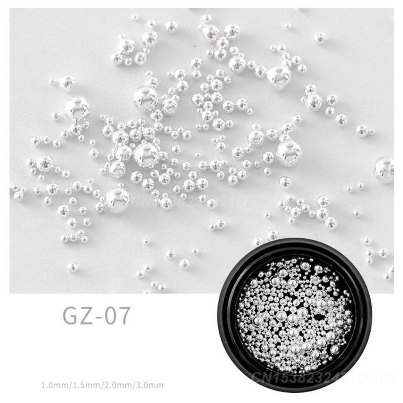 1PCS Nail Art Accessories Nail Art Stainless Steel Metal Bead Mini 3d Decorations Nail Metal Steel Ball Nail Bead Decoration