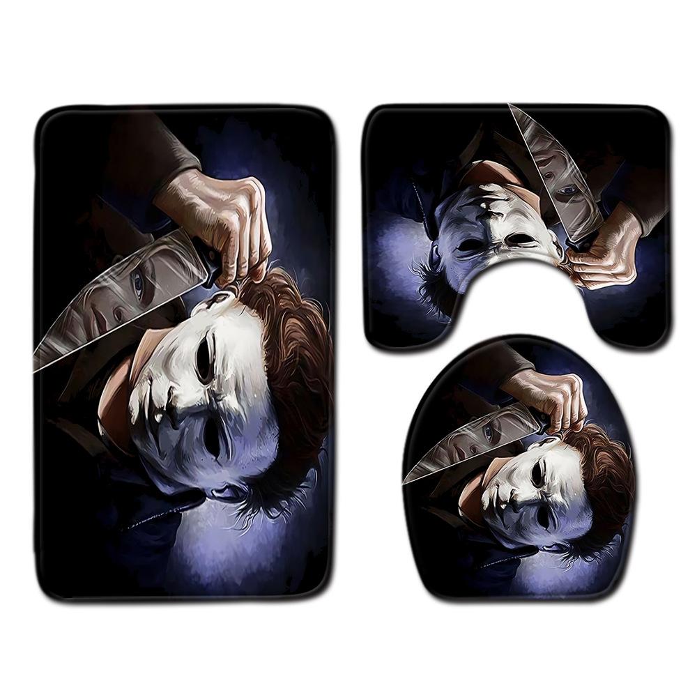 Halloween Toilet Three-Piece Floor Mat Bathroom Three-Piece Carpet Doormat