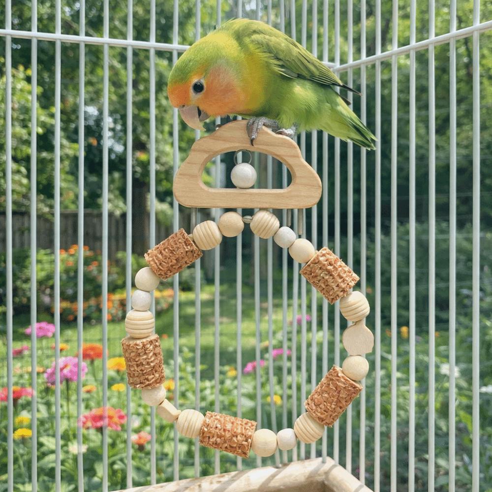 Hanging Bird Swing Toy Wooden Bird Climbing Stand Grinding Claws Chewing Perch  Training Purpose