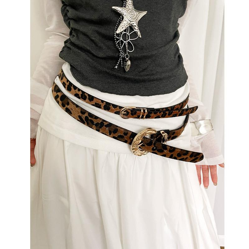 Animal Pattern Leather Waist Belt With Alloy Buckle Suitable For Casual And Street Style