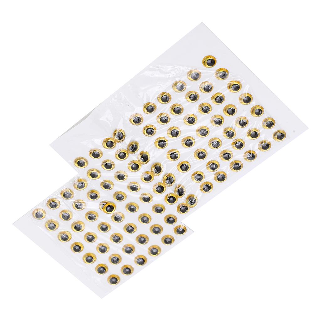 100 ks Oči na rybářské nástrahy Trojrozměrné Lepivé Lehké Odolné Nálepky rybího oka pro výrobu rybářských nástrah(Zlato )