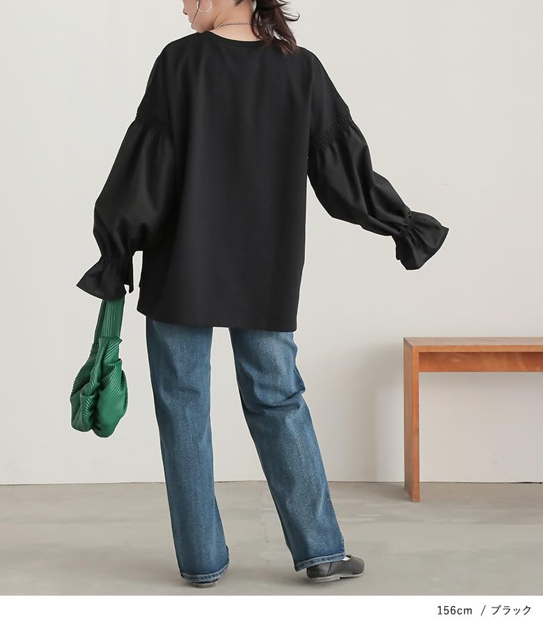 Oshare Walker Candy Sleeve Pullover Crew Long Loose Plus Sizes Perfect for or Any Product 11tn09b n'OrLABEL [Multi-Material Sweatshirt] Women's