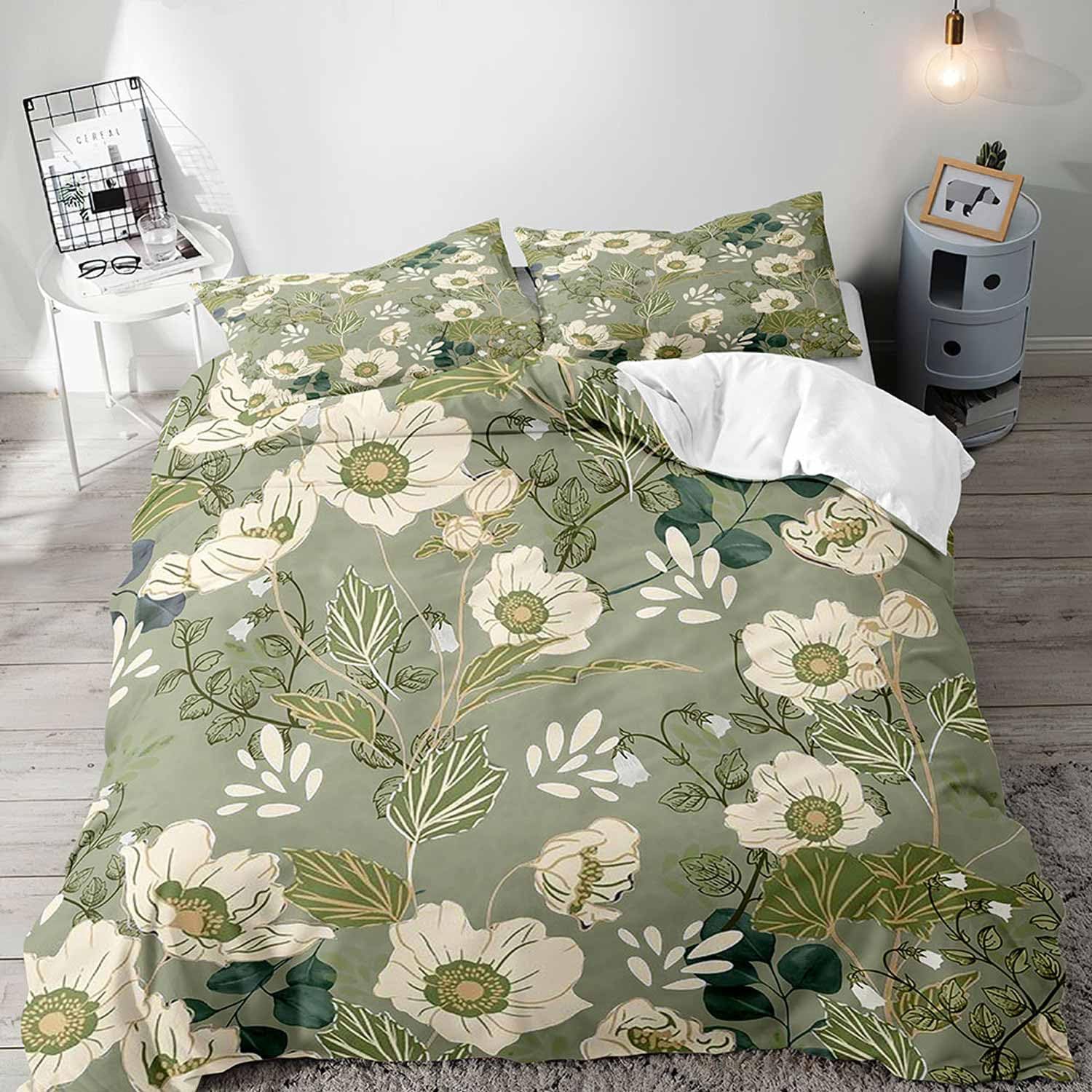 

Botanical Leaves Floral Print Soft Duvet Cover Quen King-Sized Dimensionsd Dimensions Beding Set Soft Geometric Patern Comfortable Quilt Cover 100*200cm Single