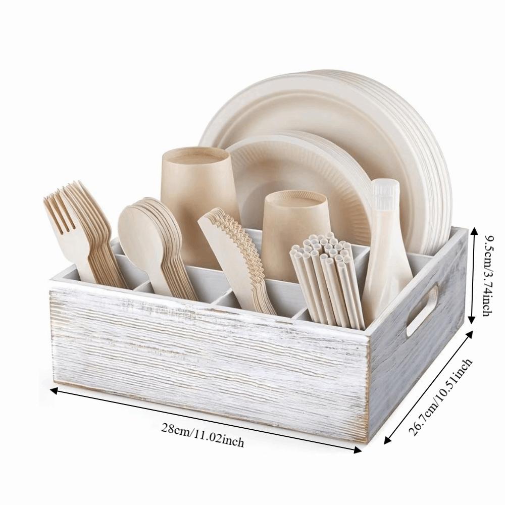 Multi-functional Wooden Silverware Holder Large Capacity Cutlery Storage Stand  Kitchen