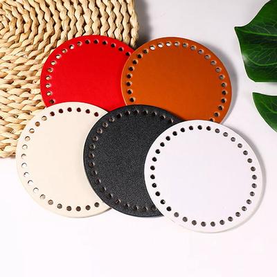 Borsa Lavorata a Maglia Fondo Rotondo Borsa in Pelle PU Fondo Fatto a Mano Fondo con Fori Accessori Fondo per Borsa all'Uncinetto Fai da Te