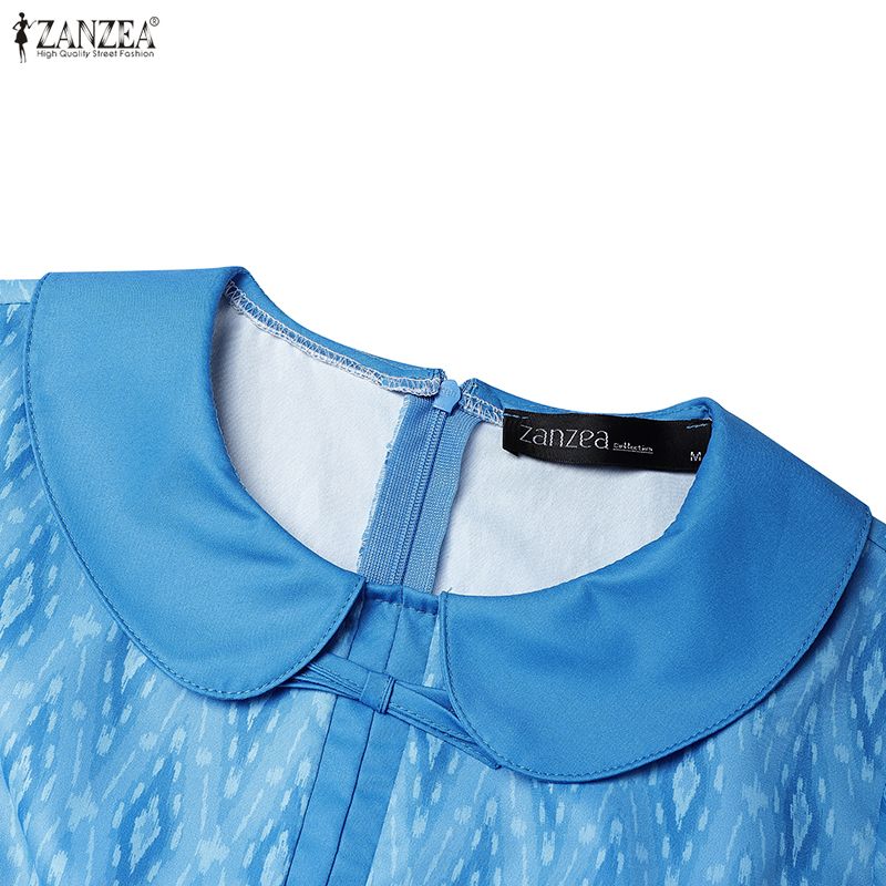 ZANZEA Women Summer Casual Short Sleeve Retro Print Dress