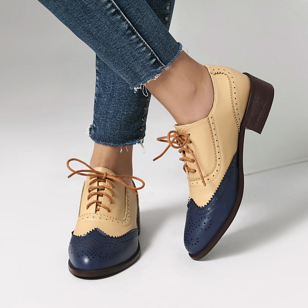  Retro Classic Mix Colors Oxford Shoes Women Brogue Shoes Lace Up Casual Shoes Footwear Sneaker