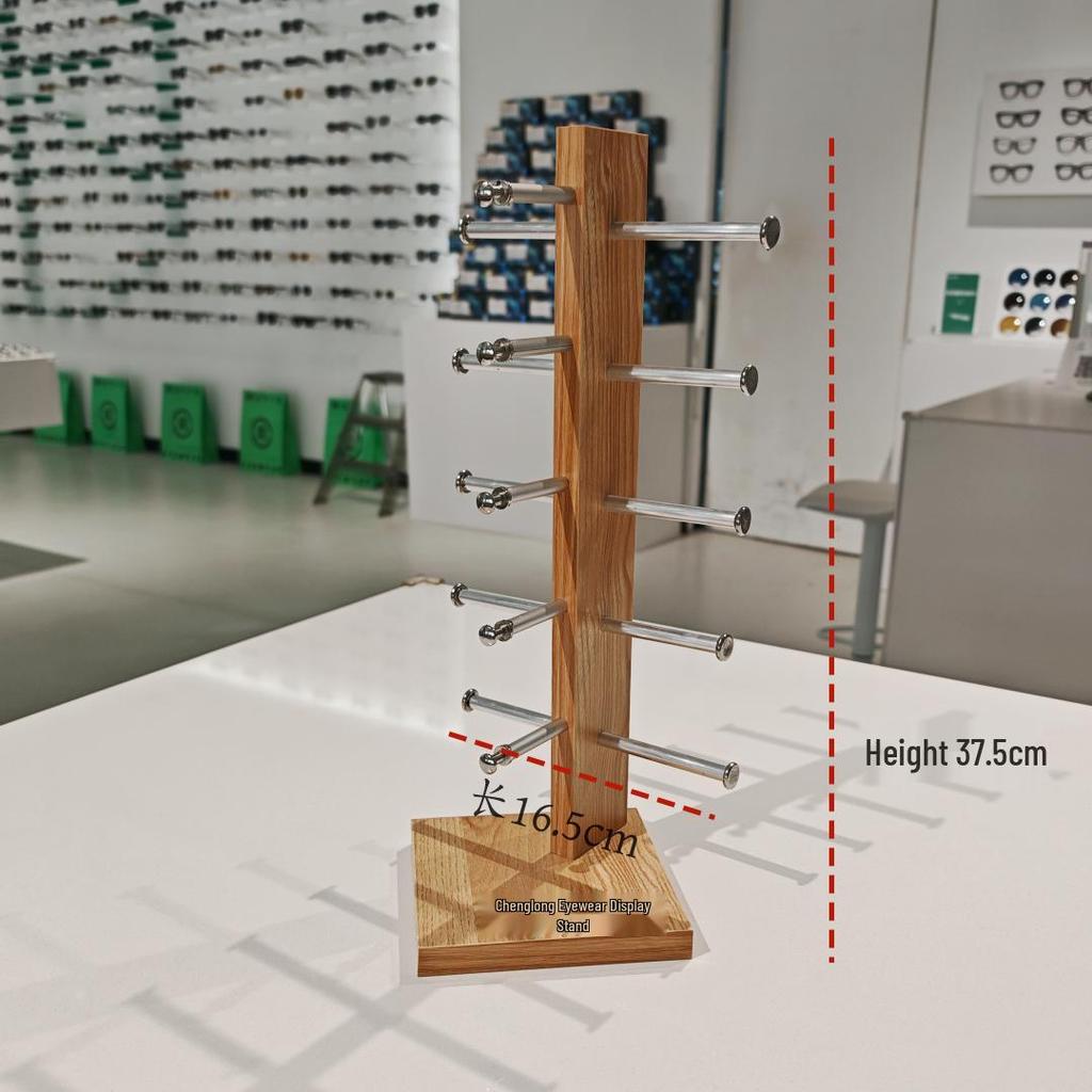 Wooden Double-Row Sunglasses Display Stand for Wayfarer Glasses