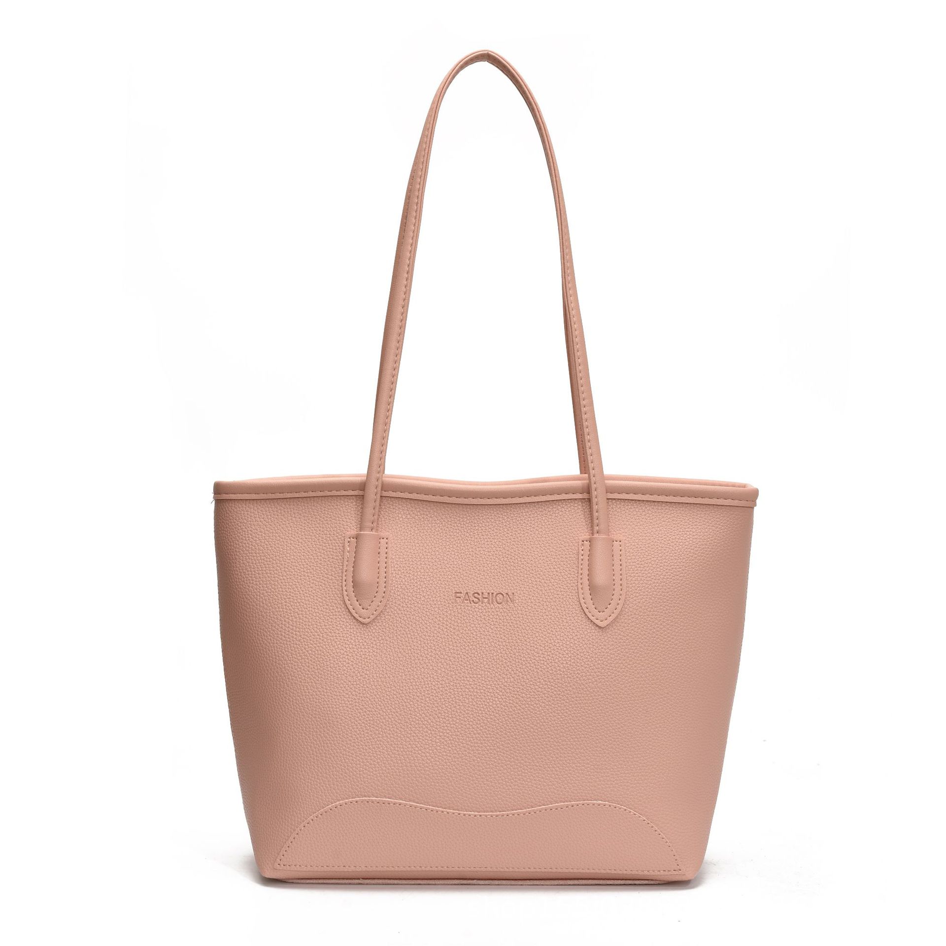 

Large capacity tote bag autumn and winter versatile commuter shoulder bag women s bag without pendant рожевий